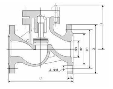 H41H铸钢升降式止回阀结构图