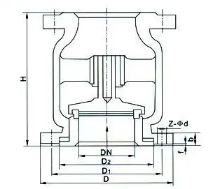 H42H铸钢立式止回阀结构图