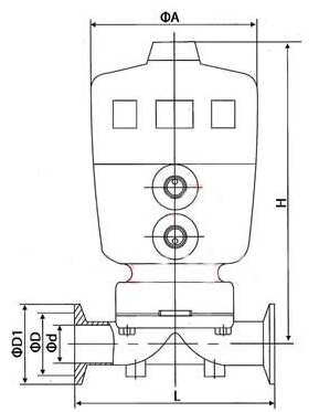G681F气动卫生级快装隔膜阀结构图